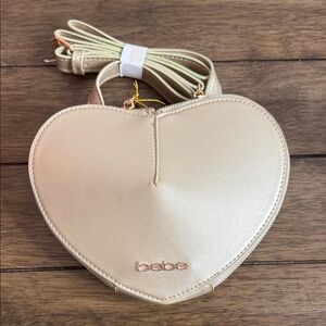 Bebe Heart Crossbody Bag in Light Gold/Cream
